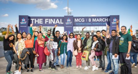 Australia Awards scholars South and West Asia at the ICC Women's Twenty20 Cricket World Cup final in Melbourne